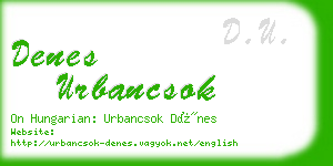 denes urbancsok business card